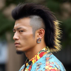 Stylish Punk Rock Look with Mohawk and Earrings