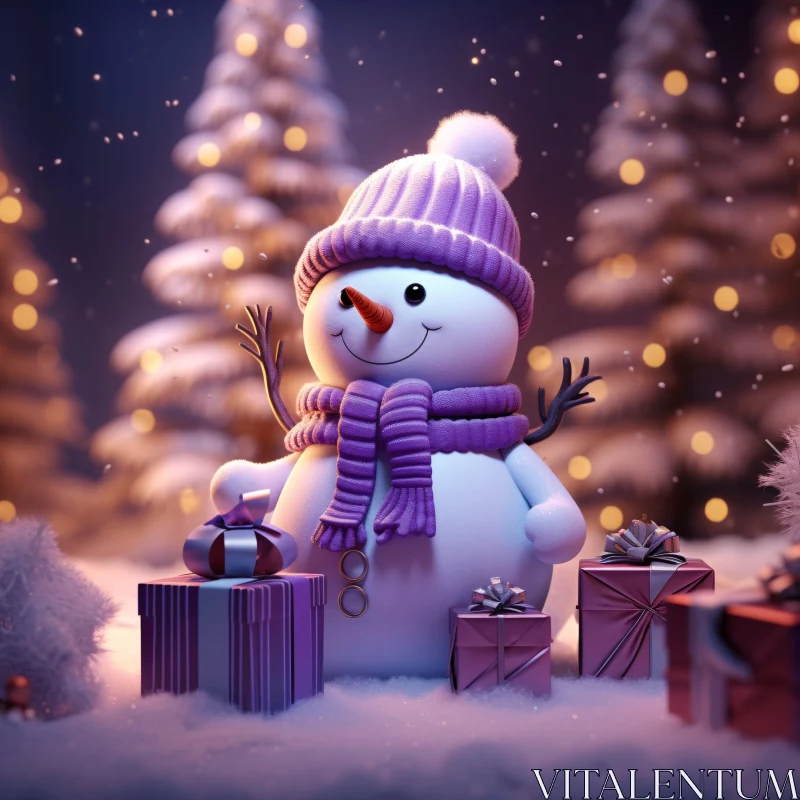 AI ART Festive Snowman in a Snowy Holiday Setting