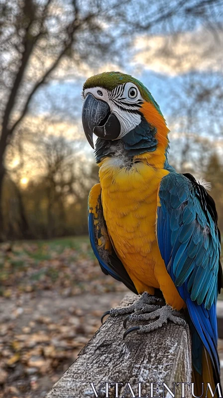 AI ART Colorful Parrot Perched Outdoors