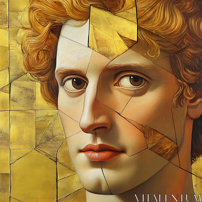 Abstract Golden Mosaic Face AI Image