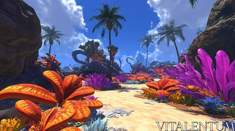 Exotic Nature Fantasy Island Landscape AI Image