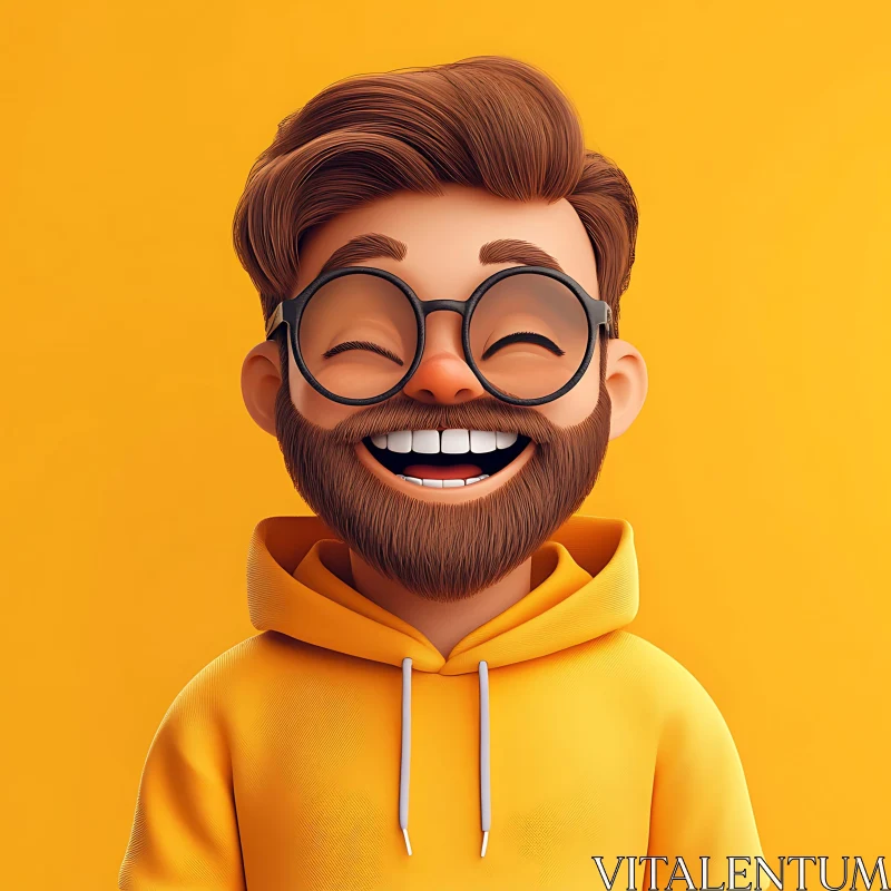 Smiling Cartoon Character with Round Glasses AI Image