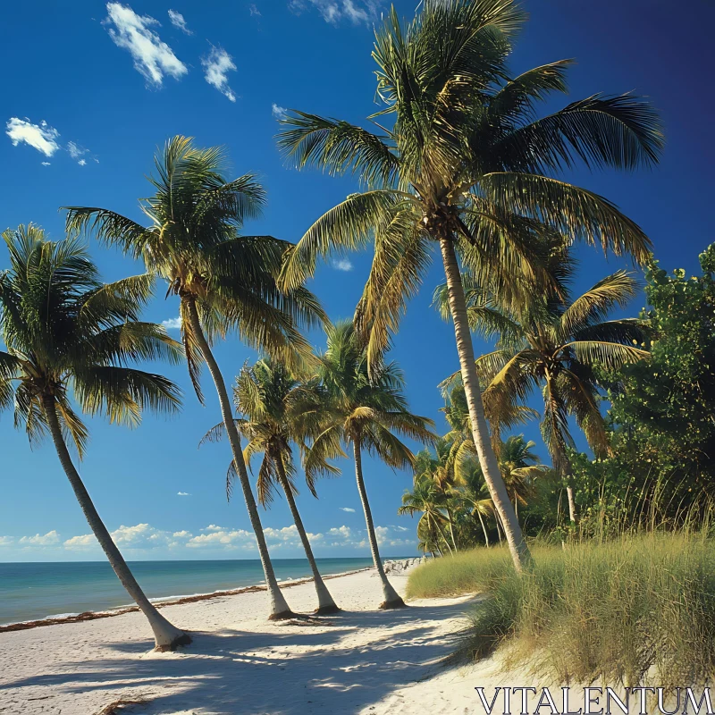 Palm-Lined Tropical Beach AI Image