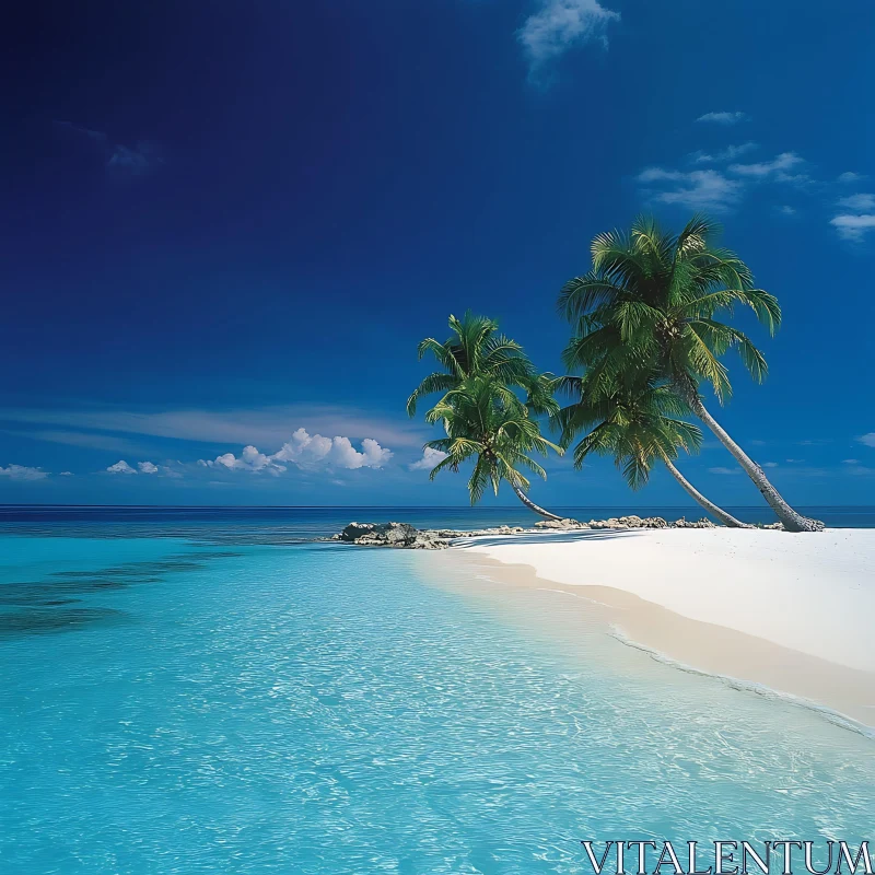 Tropical Paradise Island Beach Scene AI Image