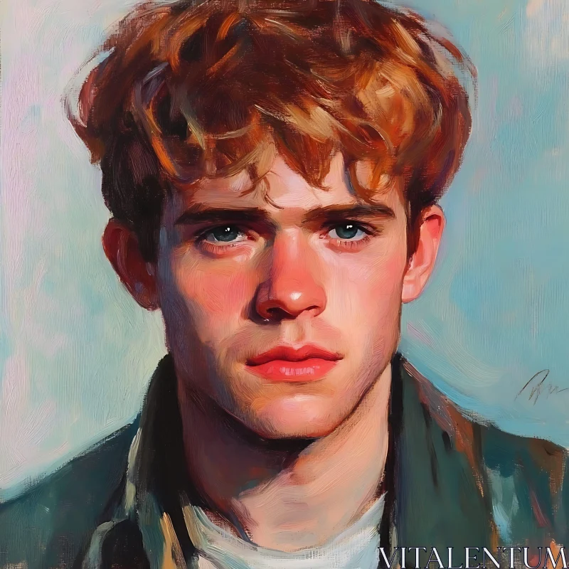 Young Man with Red Hair Portrait AI Image