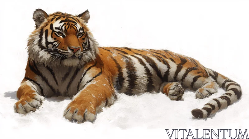 Tiger Lying in Snow AI Image