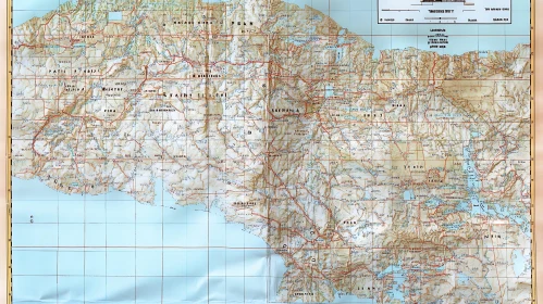 Topographic Map of Geographic Features and Landforms