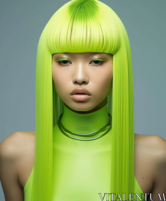 AI ART Neon Green Hair and Style