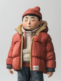 Artistic Toy Character with Red Clothing