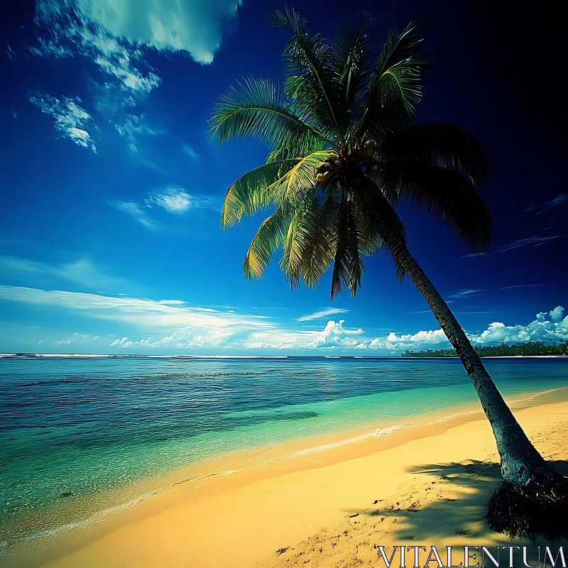 Idyllic Island Beach Scene AI Image