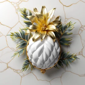 Golden Flower with White Ornament