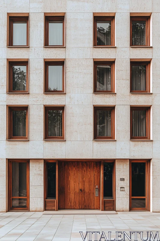 Contemporary Building Design with Symmetrical Windows AI Image