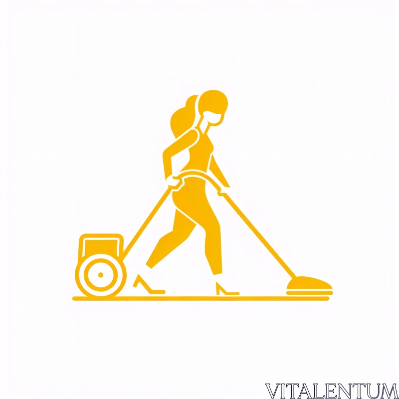 AI ART Stylized Cleaning Woman Icon