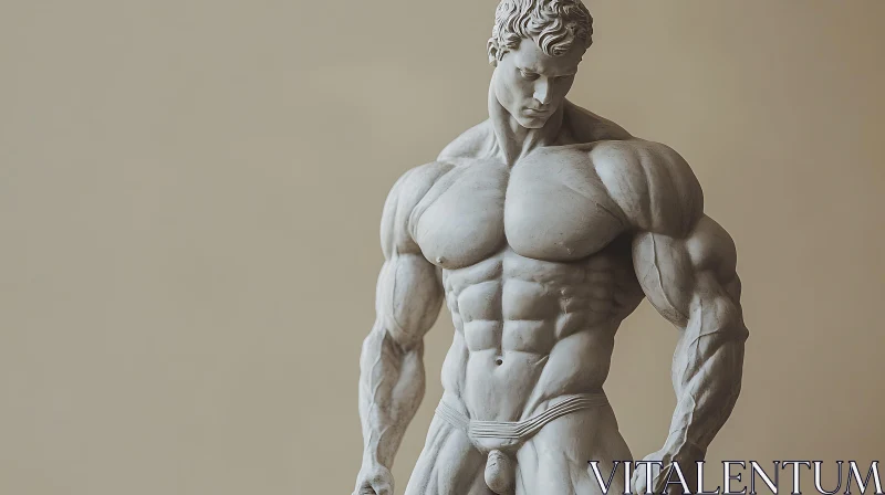 Marble Bodybuilder Statue AI Image