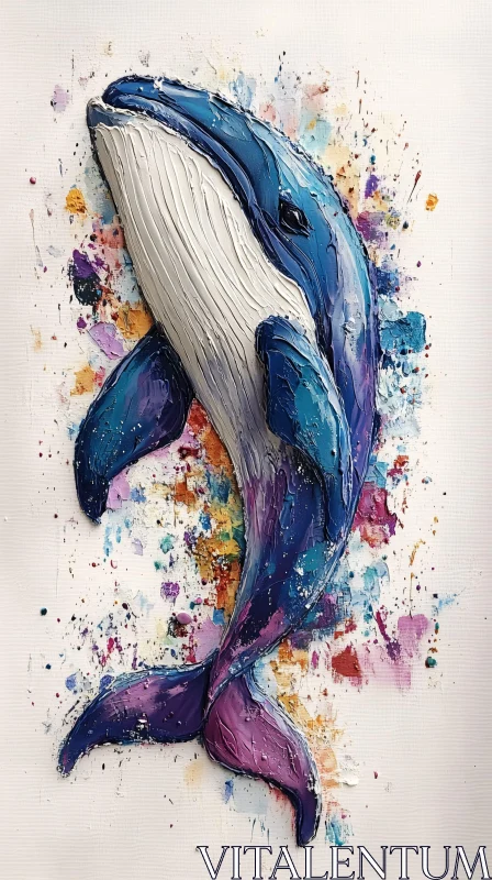 AI ART Colorful Textured Whale Art