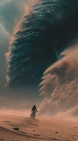 Desert Sandstorm with Ominous Colossal Wave