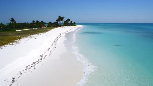 Tropical Paradise with White Sand and Clear Blue Waters