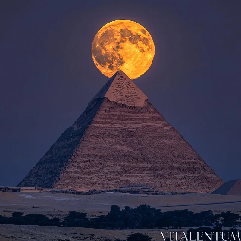 Mystical Night at the Pyramid AI Image