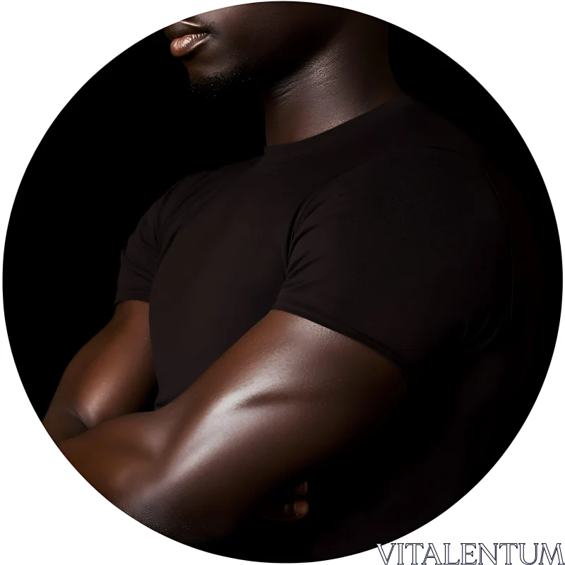 Man with Crossed Arms Against Black Background AI Image