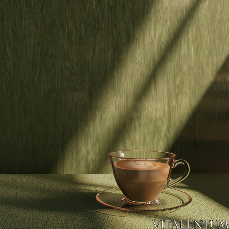 Latte Art in Sunlit Ambiance AI Image