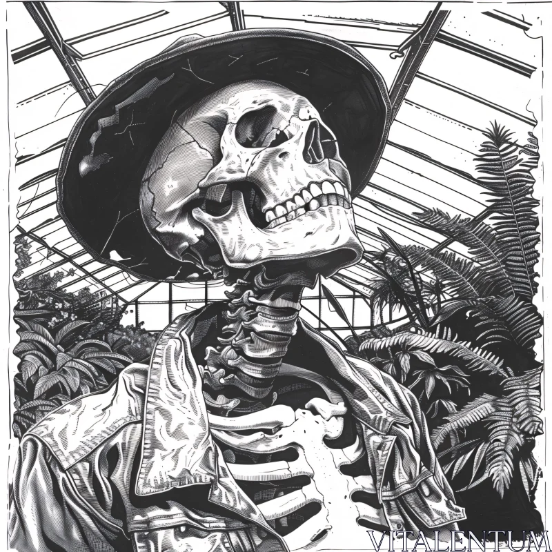 AI ART Botanical Skeleton Art