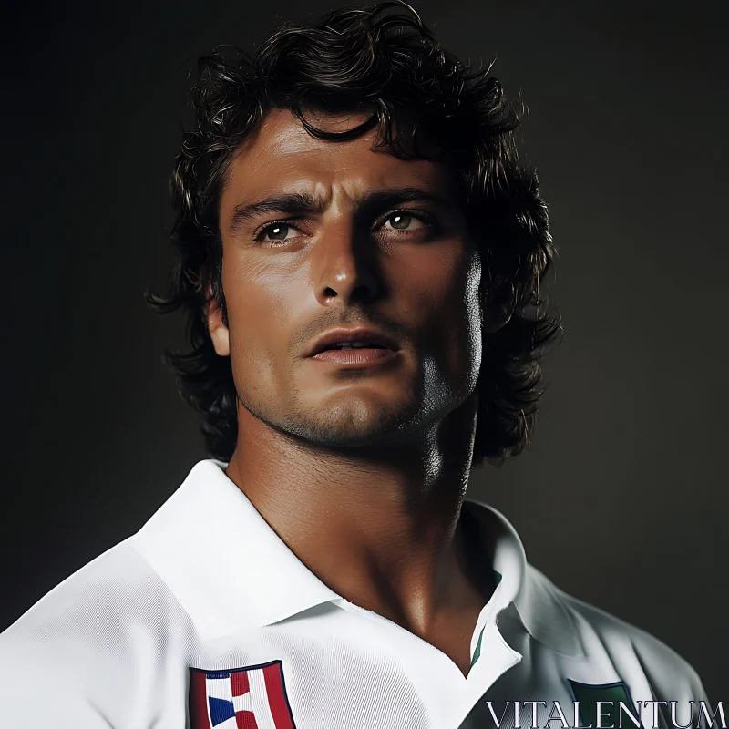 Pensive Male Athlete Portrait AI Image