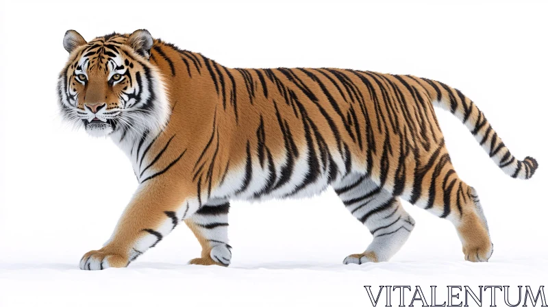 Tiger Striding in Pristine White Background AI Image