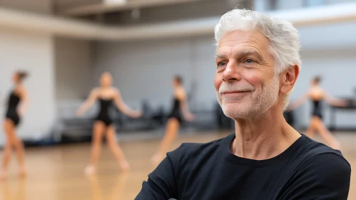 Smiling Man Overseeing Ballet Dance Practice