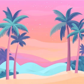 Pastel Tropical Beach at Sunset