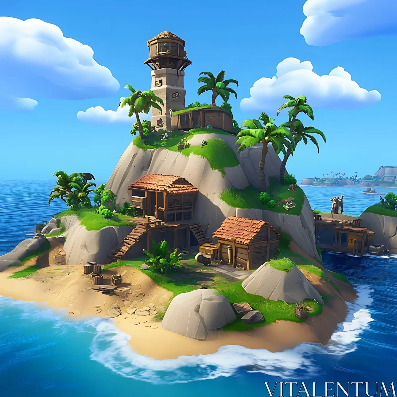 Tropical Island Retreat AI Image