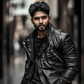 Modern Man in Leather Jacket