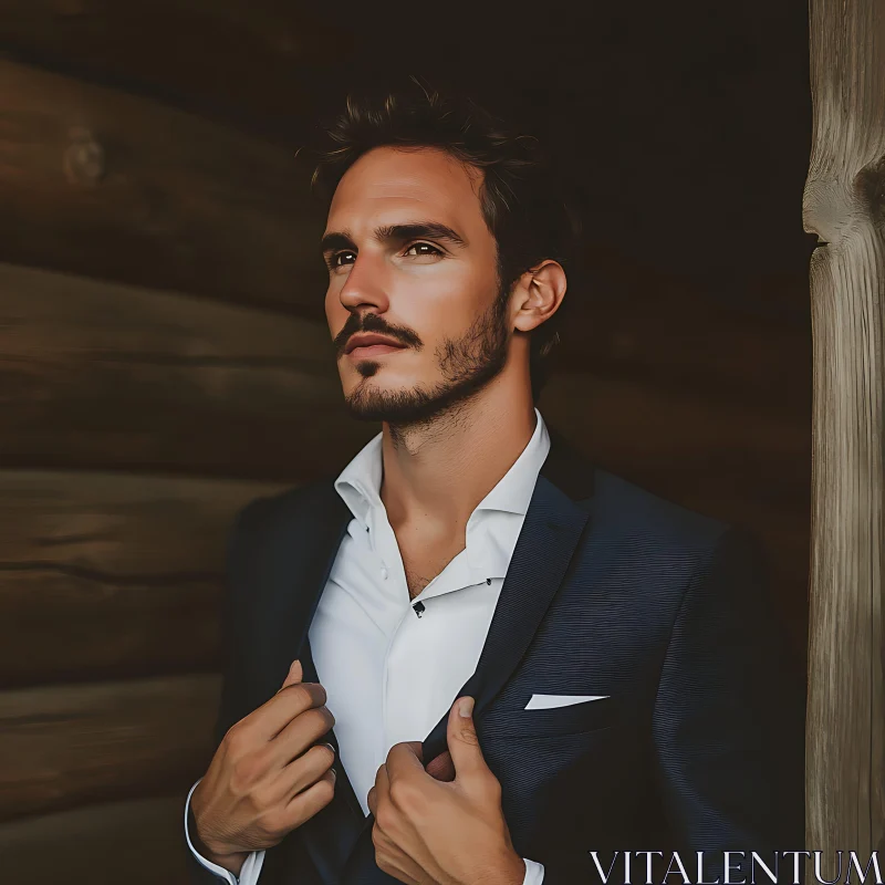 Portrait of a Bearded Man in a Formal Attire AI Image