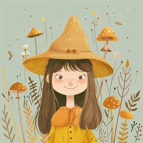 Enchanting Mushroom Girl Illustration