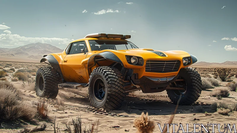 AI ART Yellow Off-Roader in Desert