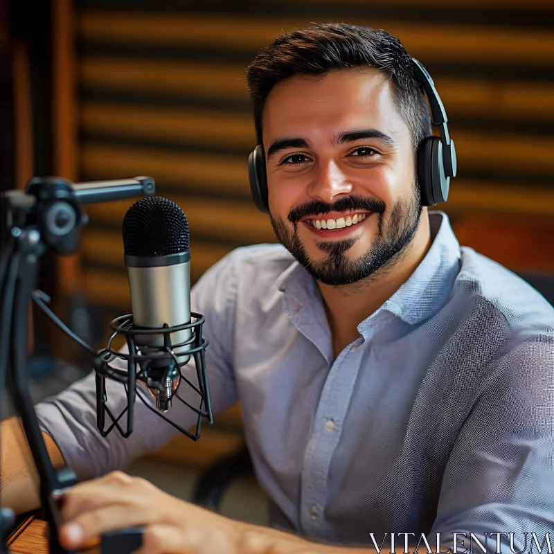 Friendly Podcast Host in Studio AI Image