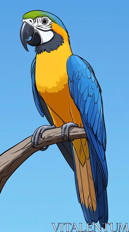 AI ART Colorful Macaw on Branch