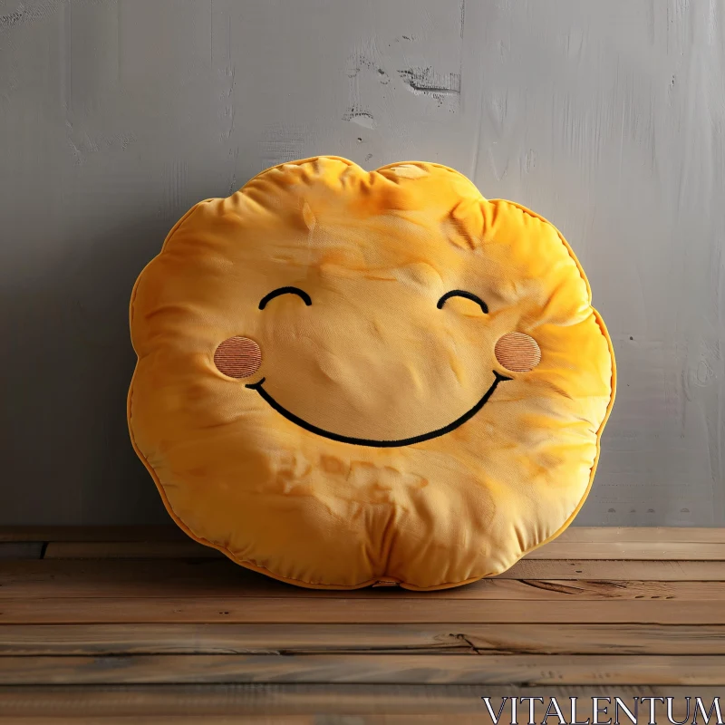 Happy Face Yellow Cushion AI Image