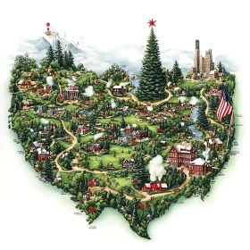 Detailed USA Map Illustration