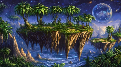 Astral Landscape with Lush Palm Trees