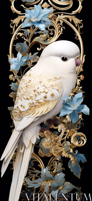 AI ART Opulent Avian Artistry in Gold and Blue