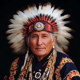 Cultural Elder in Feather Headdress