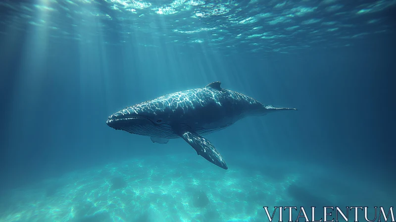 Graceful Whale Swimming Underwater AI Image