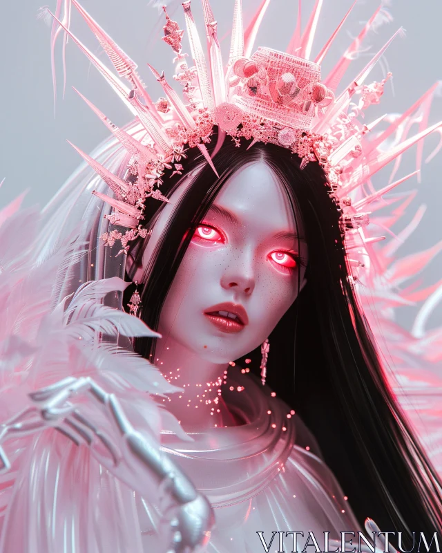 AI ART Ethereal Portrait with Pink Glowing Eyes