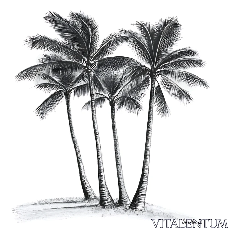 Minimalist Palm Trees Drawing AI Image