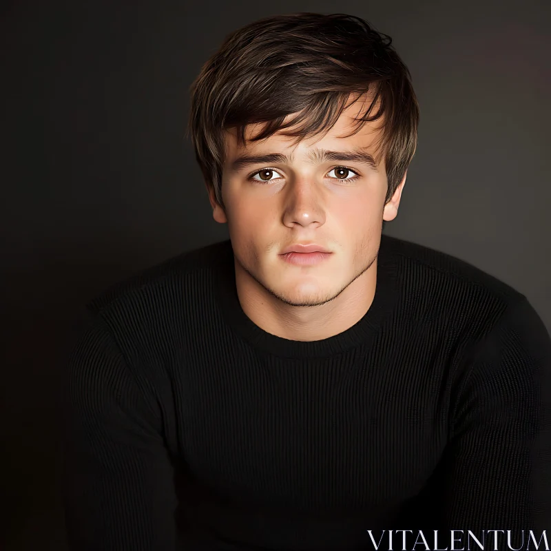 Moody Studio Portrait of a Young Man AI Image