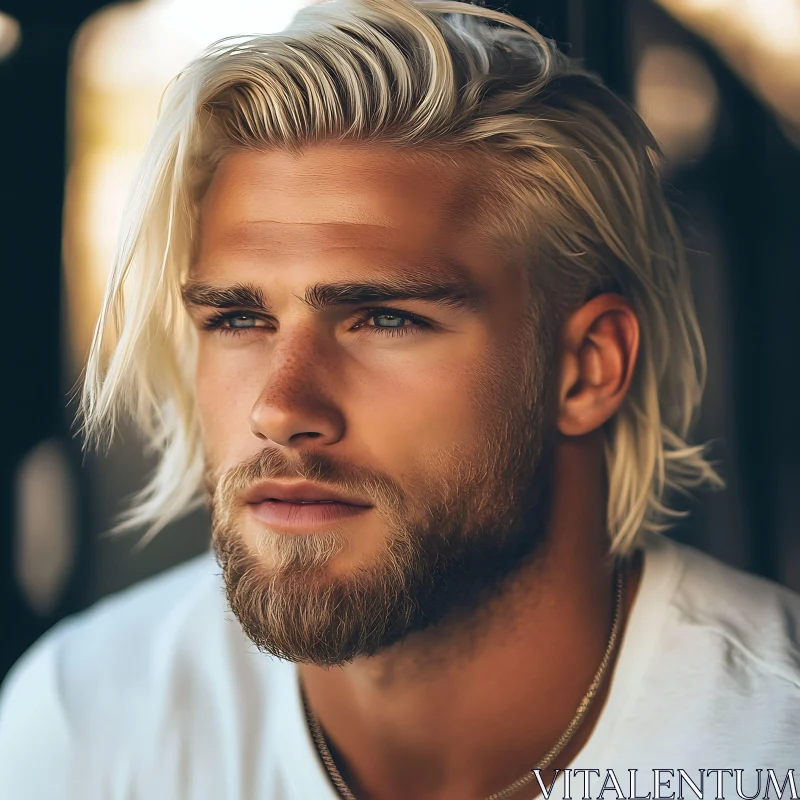 Blonde Man with Beard Portrait AI Image