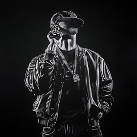 Black and White Rapper Image