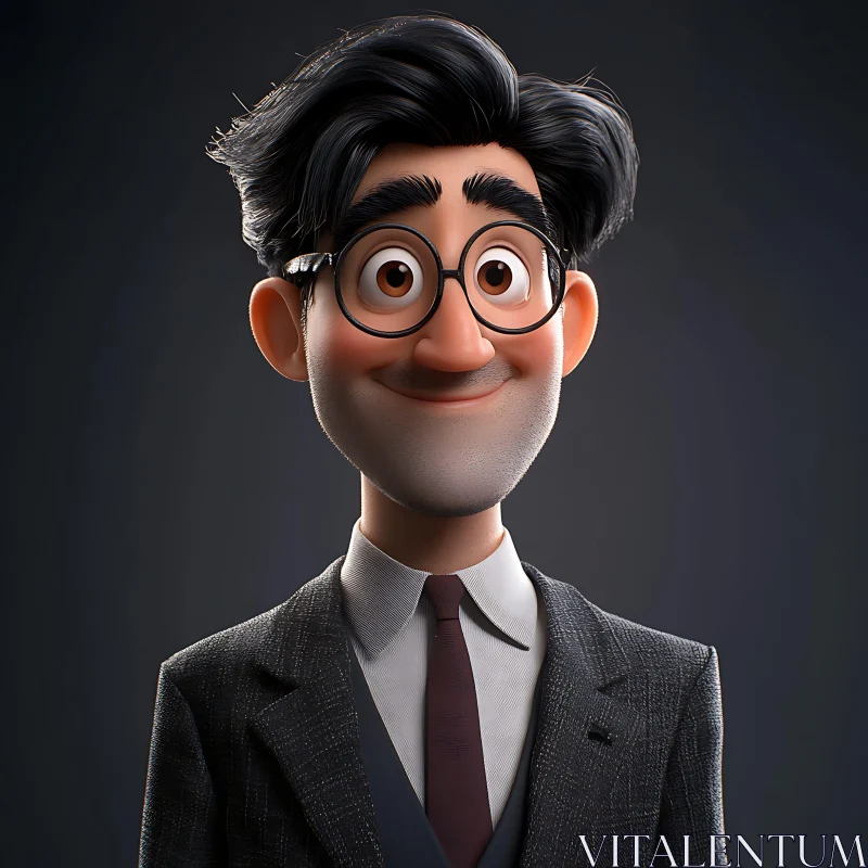 Animated Character with Warm Smile in Formal Attire