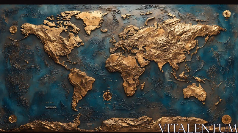 Artistic Topographic World Map AI Image
