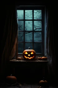 Eerie Jack-o'-Lantern Scene at Night